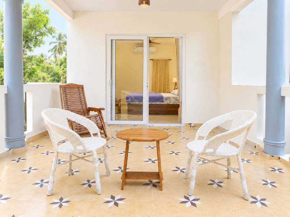 Bedroom balcony with seating