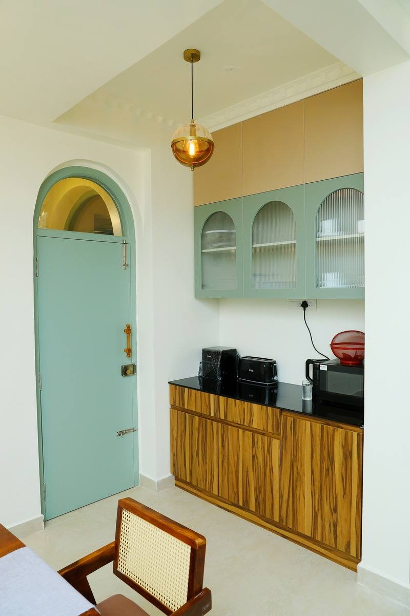 Pantry with microwave, toaster and kettle